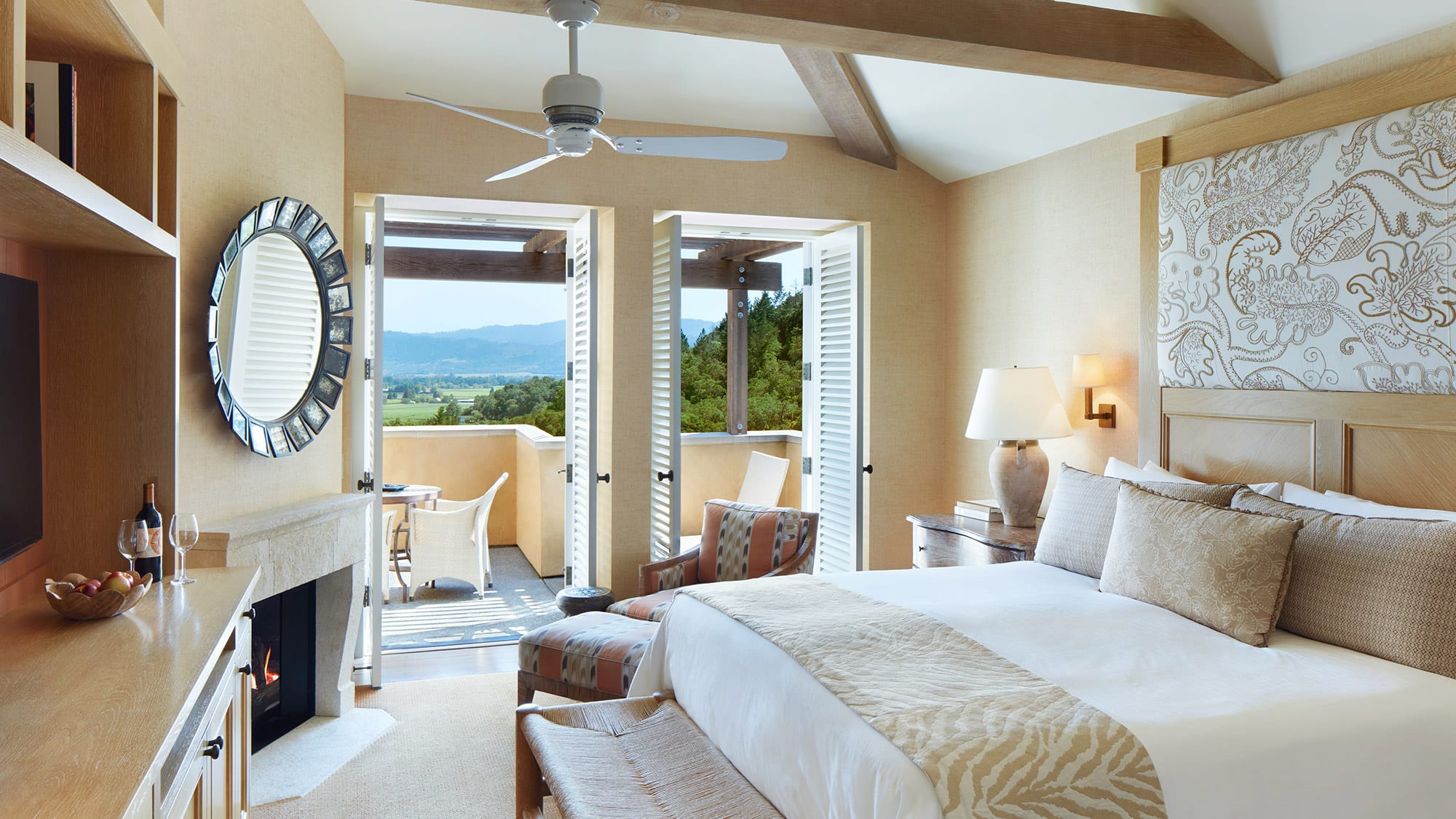 bedroom with open doors