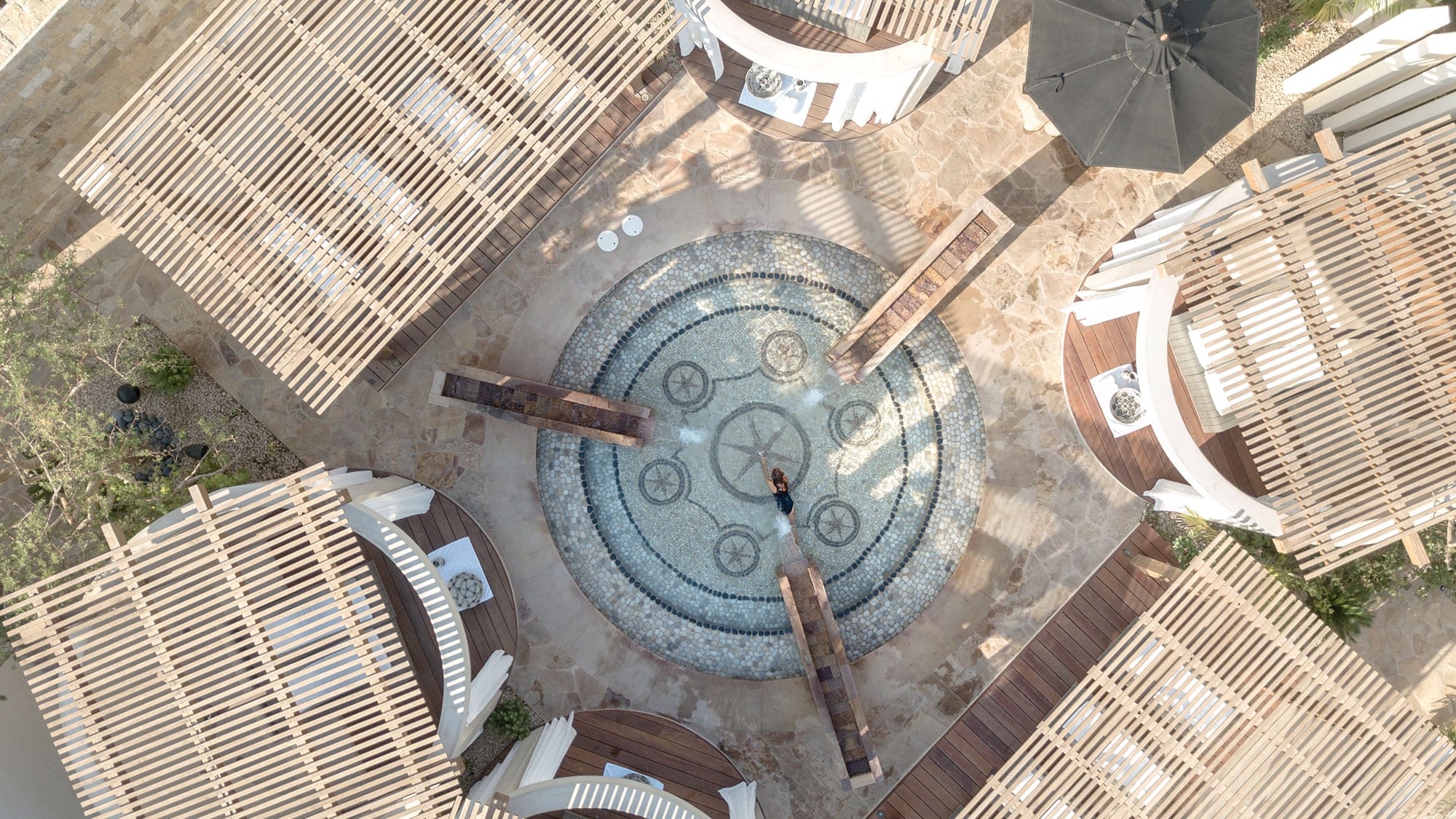 areal shot of spa pool