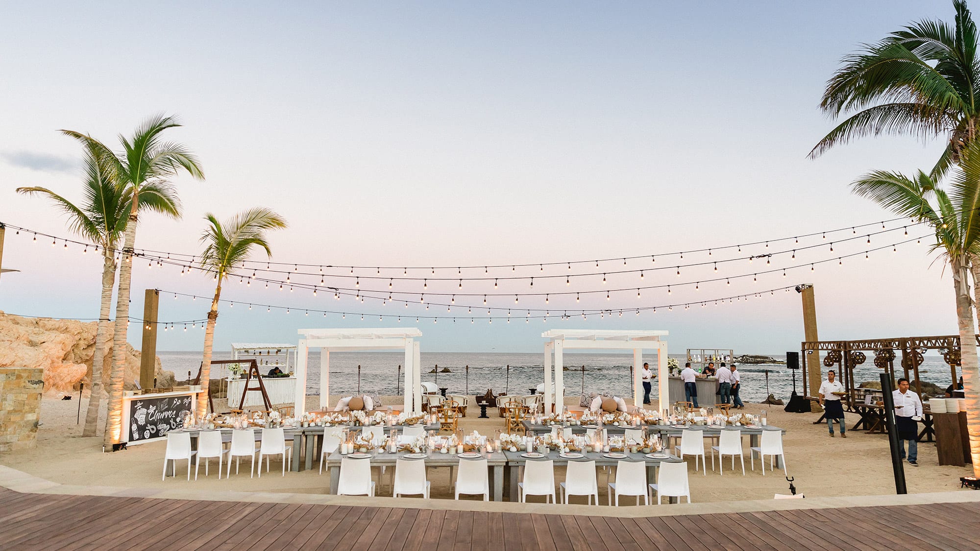 wedding set up by the beach