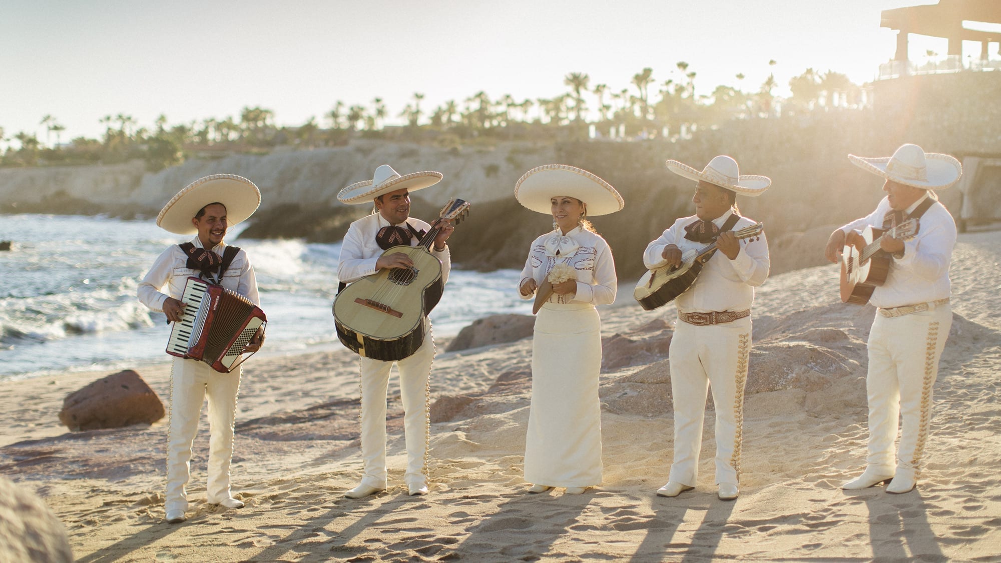 Mariachi band on beach