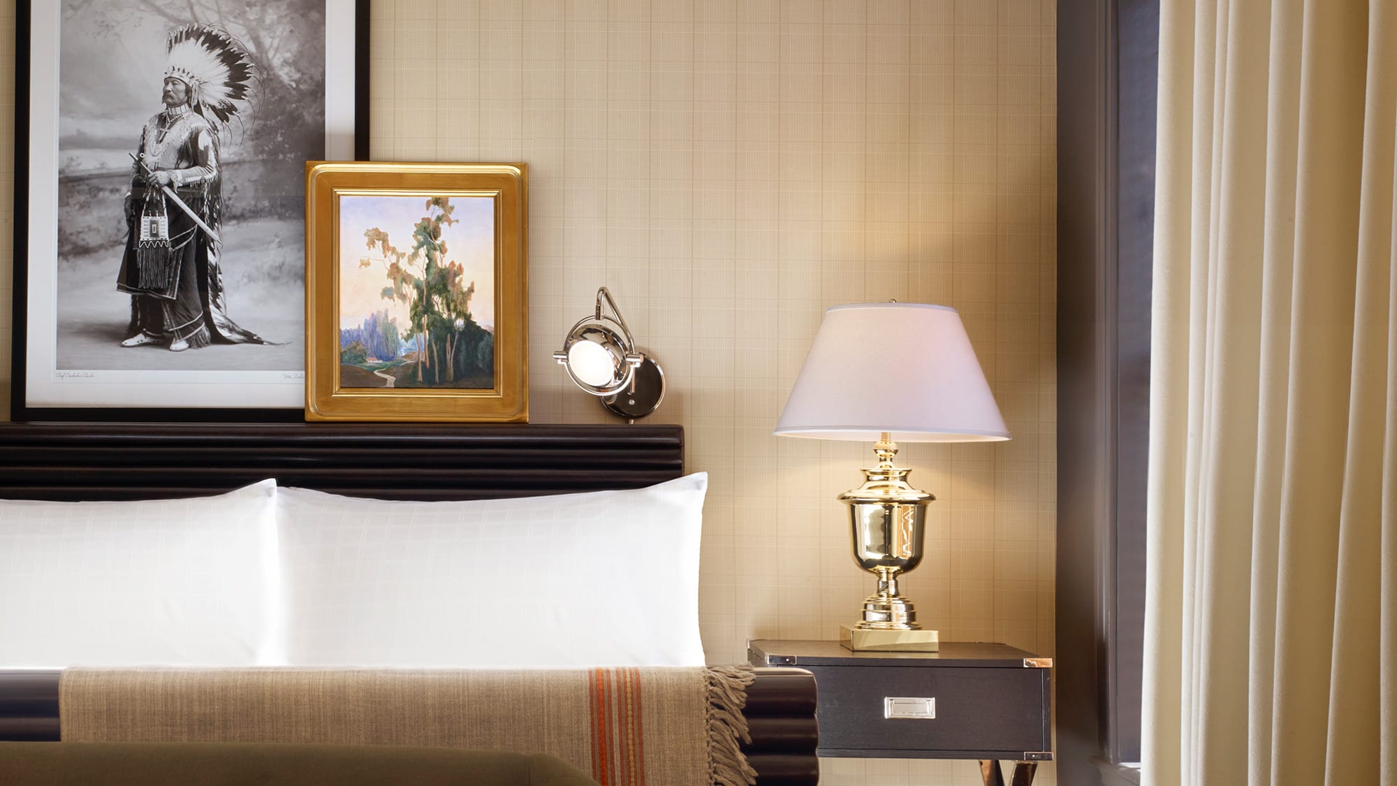 side of bed and night stand